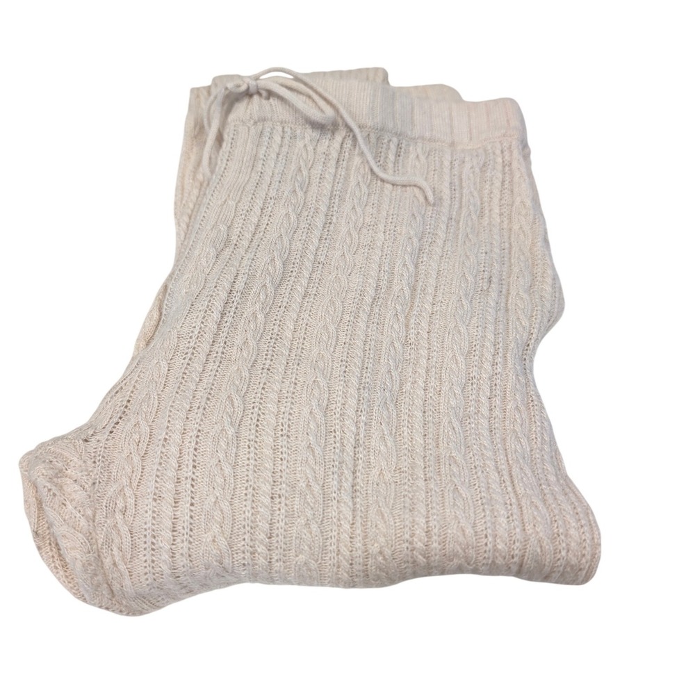 Eberjey Womens Cream Cable Knit Lounge Leggings Wool Blend Pajama Pants Small